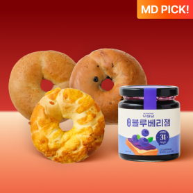[세트할인] 더로우클럽 저당 고단백 베이글 3개 + 무화당 저당 과일잼(딸기/블루베리)