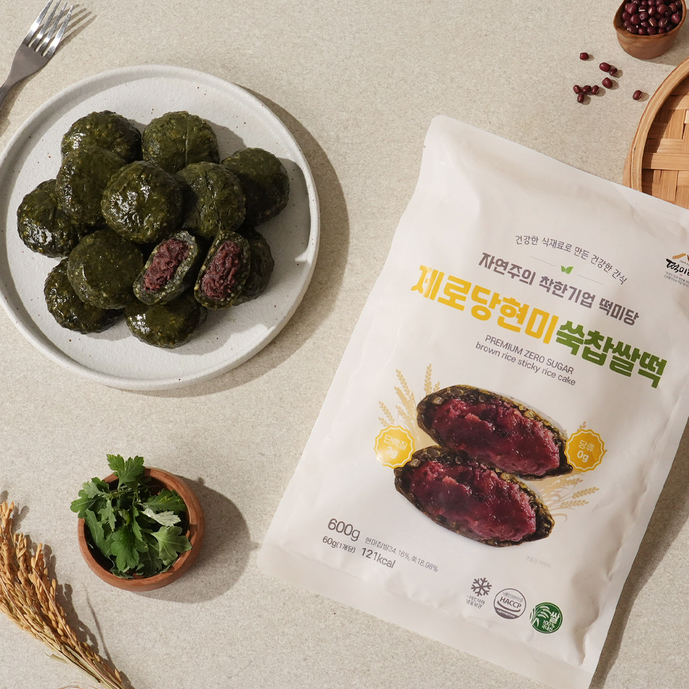 떡미당 당류제로 현미떡 식사대용 600g / 유기농쑥&middot;밥알찹쌀떡 3종