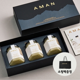 [아만] 천연벌꿀 화이트허니 3구 선물세트(250g x 3개)(쇼핑백 증정)