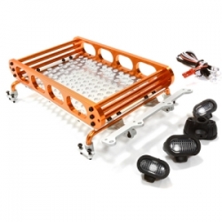 메탈 합금 러거지 트레이 (상부 루프) Realistic 1/10 Scale Alloy Luggage Tray 155x109x36mm with 4 LED Spot Light Set C26609ORANGE