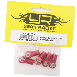 로드 엔드 Yeah Racing Aluminum Reversed Thread M3 Rod Ends 5pcs Red #YA-0572RD