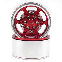 비드락 메탈 휠 Yeah Racing 1.9 폭 28mm Aluminum CNC BXC 6 Spoke Beadlock Wheel w/ Brake Rotor 2pcs RED WL-0122RD