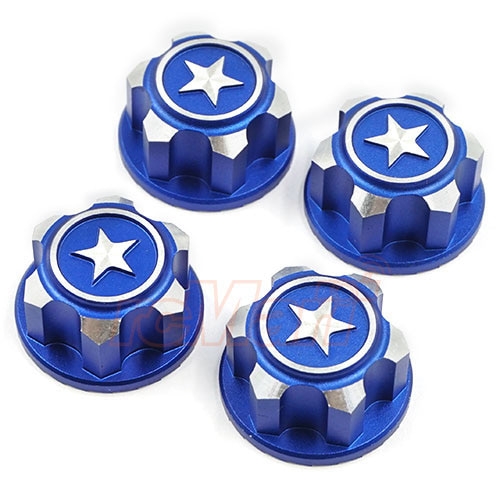 [4개] Aluminium 17mm Hex Wheel Nuts for X-Maxx Summit, E-Revo,1/8 Buggy - Blue XS-TX28093BU