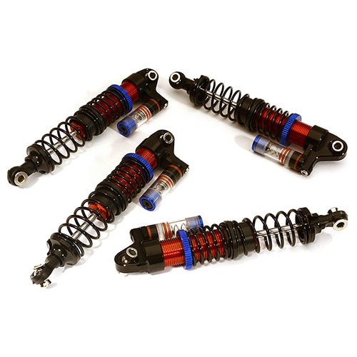 피기백 쇽 [4개] Adjustable Rebound Piggyback Shock (4) for Traxxas TRX-4 Scale & Trail Crawler (Red)