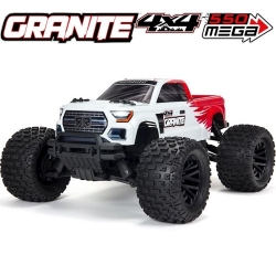 화이트+레드 V3 그래닛 2셀, 조종기 속도 조절 기능 ARRMA 1/10 GRANITE 4X4 V3 MEGA 550 Brushed Monster Truck RTR H-ARA4202V3T2