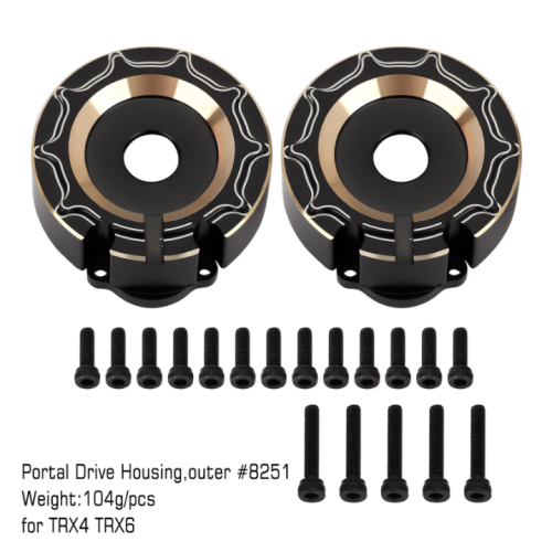 104g 블랙 황동 무게추 포털 하우징 Brass Front or Rear Portal Cover For Traxxas TRX-4 TRX-6 TR-BD104BK