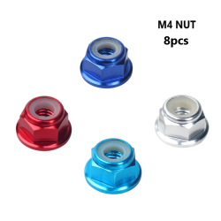 블루 레드 알루미늄 실리콘 락 너트 8pcs M4 aluminum flanged locknut M4N-B M4N-R