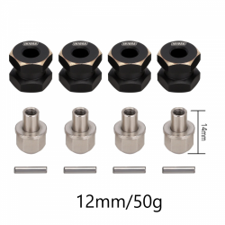 12~17 mm 와이드너 휠헥스  블랙 황동 + 핀볼트 + 롱너트  Brass Offset Hex Adaptor 4 pcs For 12mm Hex Wheels WH-BBW