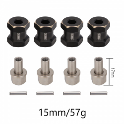 12~17 mm 와이드너 휠헥스  블랙 황동 + 핀볼트 + 롱너트  Brass Offset Hex Adaptor 4 pcs For 12mm Hex Wheels WH-BBW