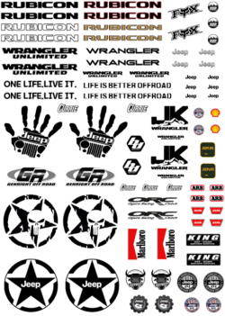 RC카 칼선 바디 스티커 데칼 JEEP 루비콘 데칼 (모양에따라 컷팅되어 있음) JEEP01