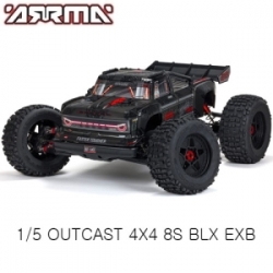 아르마 ARRMA 1/5 아웃캐스트 4X4 8S BLX EXB 브러시리스 스턴트 트럭 RTR, 블랙 ARA5810V2T1