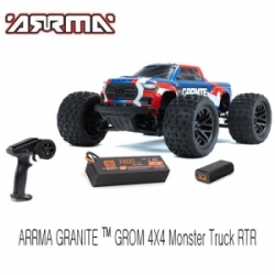 아르마 그래닛 그람메타 1/18 GRANITE GROM MEGA 380 브러시드 4X4 몬스터 트럭 RTR 배터리  충전기 포함 ARA2102T