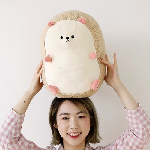 [마링] "힐링 고슴도치" 브라운 마봉이 쿠션 (40cm)