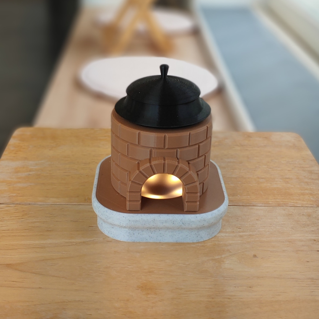 [보아즈랩] 감성 선물 향기 인테리어 화덕 LED 터치 무드등 겸 가마솥 석고방향제