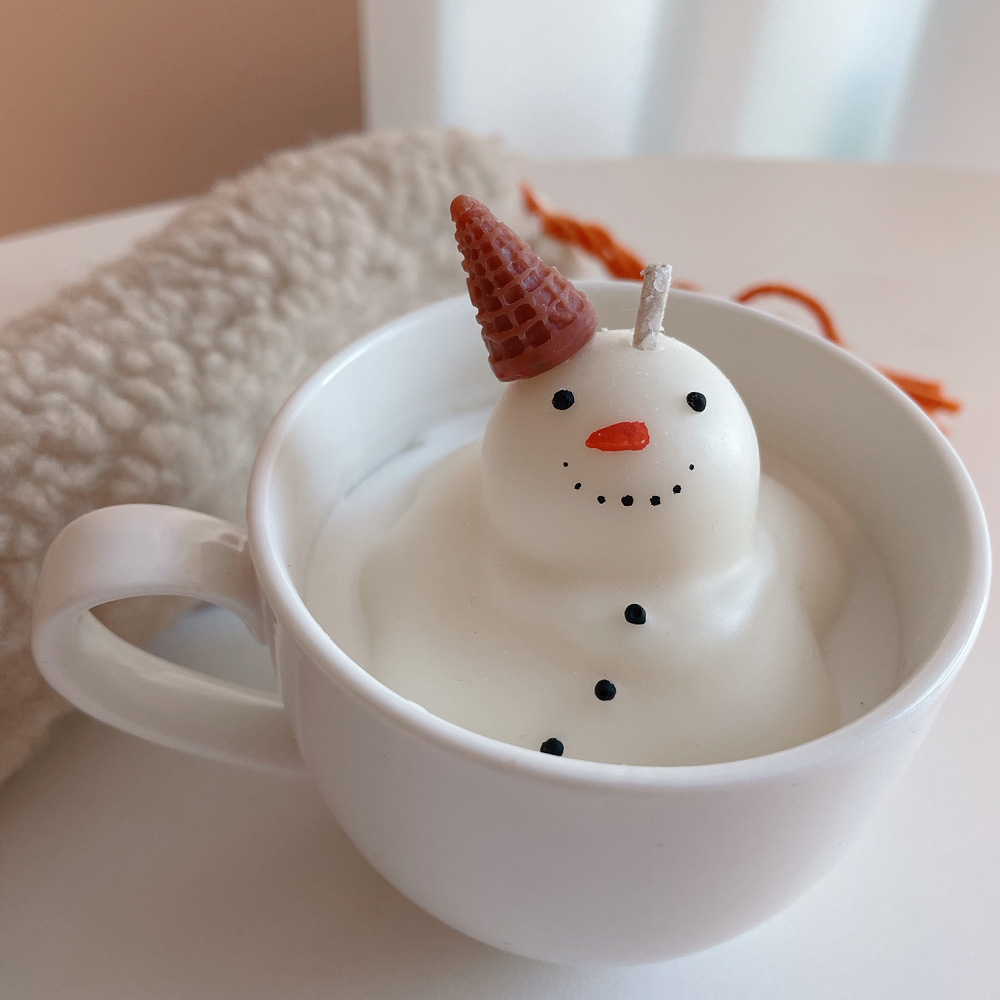[바이솔스튜디오] 눈사람 라떼 커피잔 캔들