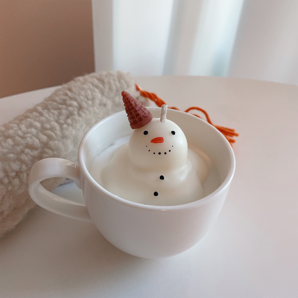 [바이솔스튜디오] 눈사람 라떼 커피잔 캔들