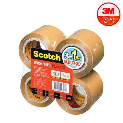 스카치 미니 포장용 테이프 리필 132R(48mm x 20m) 갈색 3롤 + 1롤 추가