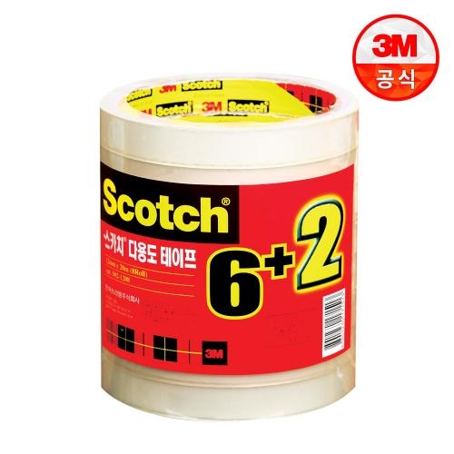 3M 스카치 다용도 테이프 502 리필 3인치(12mm x 20m) 6롤 + 2롤 추가