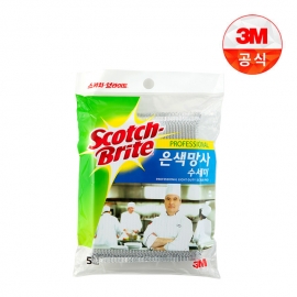 3M 스카치브라이트 은색 망사 수세미 5개입