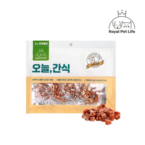 로얄펫라이프 오늘간식 치킨대구큐브 300g