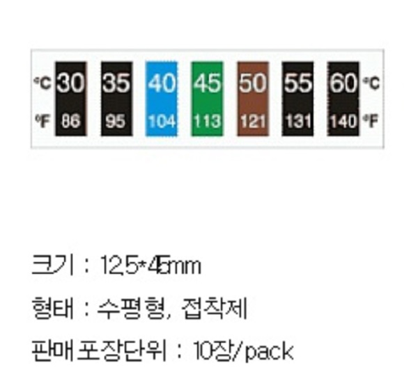 THERMAX, 온도라벨테이프,  영국, 가역성, 30도,35도,40도,45도,50도,55도,60도, 7L-R3