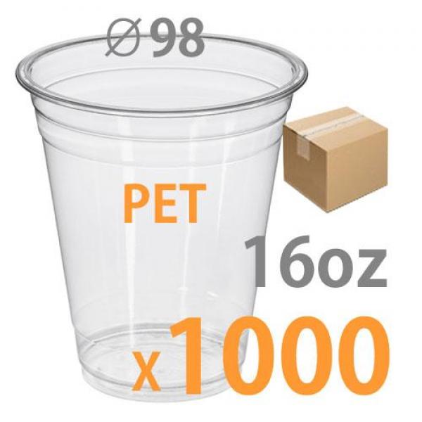 테이크아웃컵 PET 아이스컵투명컵 16oz상단지름98mm 50개/20줄 1박스 1000개