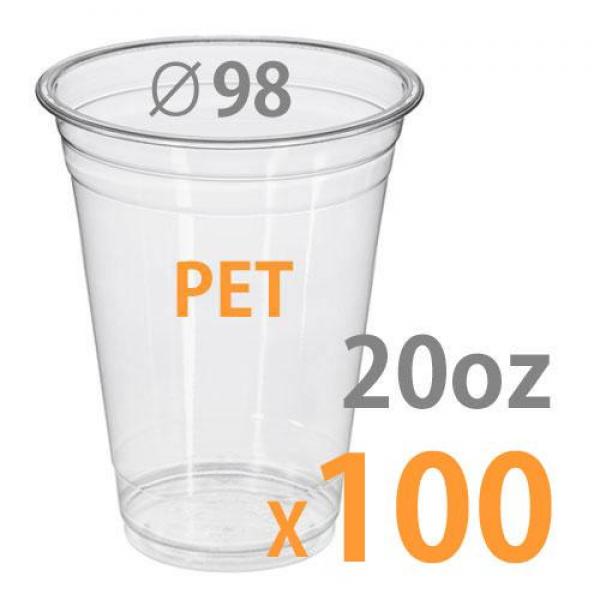 테이크아웃컵 PET 아이스컵투명컵 20oz상단지름98mm 50개/2봉 100개