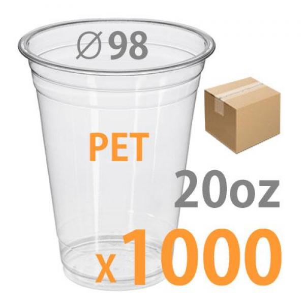 테이크아웃컵 PET 아이스컵투명컵 20oz상단지름98mm 50개/20줄 1박스 1000개