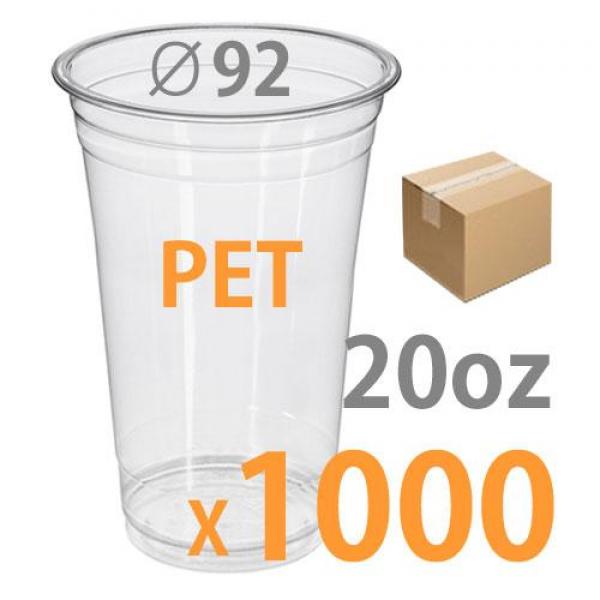 테이크아웃컵 PET 아이스컵투명컵 20oz상단지름92mm 50개/20줄 1박스 1000개