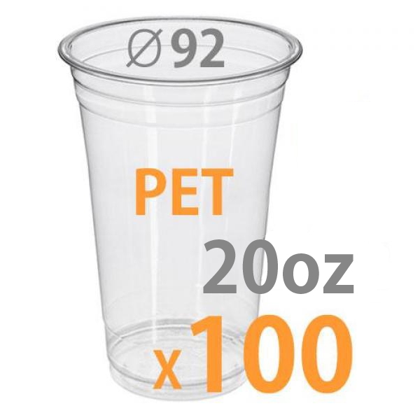 테이크아웃컵 PET 아이스컵투명컵 20oz상단지름92mm 50개/2봉 100개