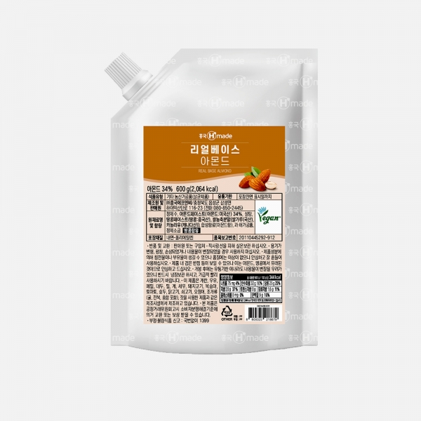 흥국F&B 리얼베이스 아몬드(비건) 600g x 2ea