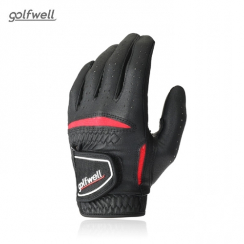 [골프웰] GV01 콤비 반양피 남성 왼손 골프장갑(블랙)