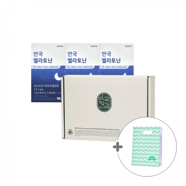 [안국건강] 안국 식물성 멜라토닌 (2mg) 90정 3박스 (9개월분) 선물세트