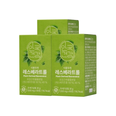 [안국건강] 식물유래 레스베라트롤 *호장근추출물 60정 3박스 (6개월분)