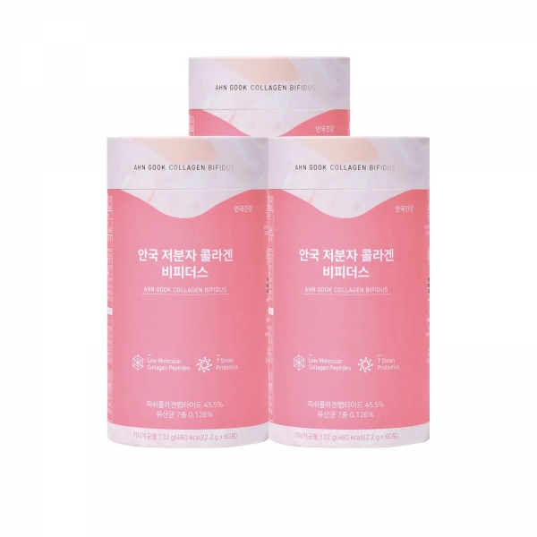 [안국건강] 저분자 콜라겐 비피더스 60포 3통 (6개월분)