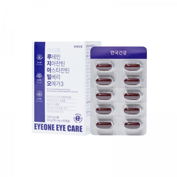 [안국건강] 아이원 루테인지아잔틴 아스타잔틴 빌베리 오메가3 60캡슐 *개별인정형 (1개월분)