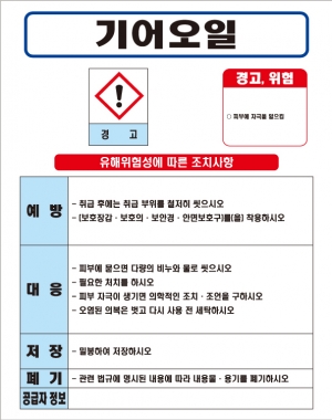 기어오일 MSDS경고표지/물질안전보건자료