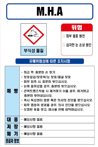 M.H.A MSDS경고표지/물질안전보건자료