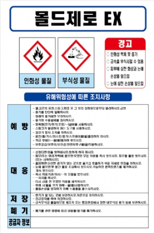 몰드제로 EX MSDS경고표지/물질안전보건자료