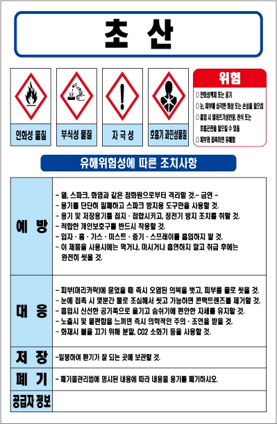 초산 MSDS경고표지/물질안전보건자료