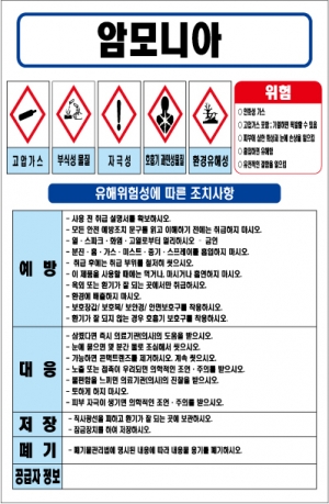 암모니아 MSDS경고표지/물질안전보건자료