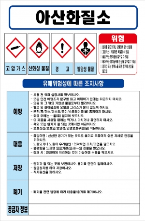 아산화질소 MSDS경고표지/물질안전보건자료