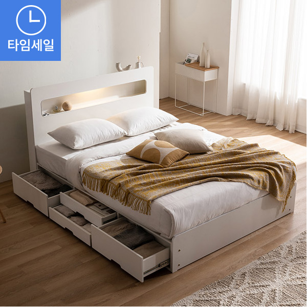 ★삼.신.페/매트무료업★레이즈 LED 4단 수납 침대(SS/Q/LK)
