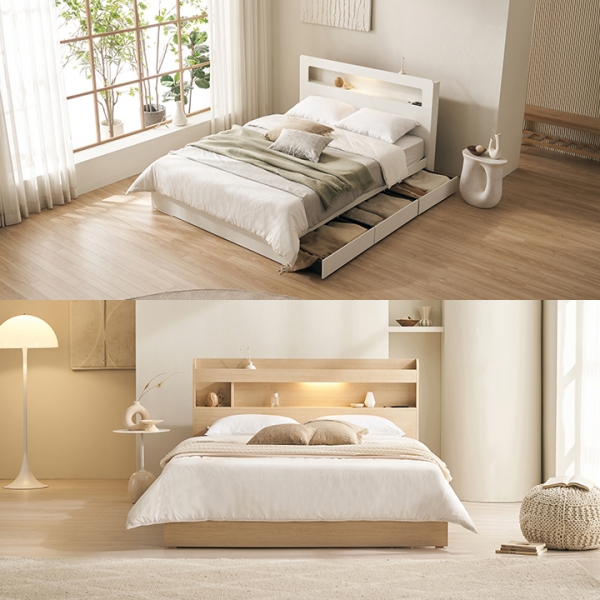 통풍형 LED 3단 수납침대(SS/Q)