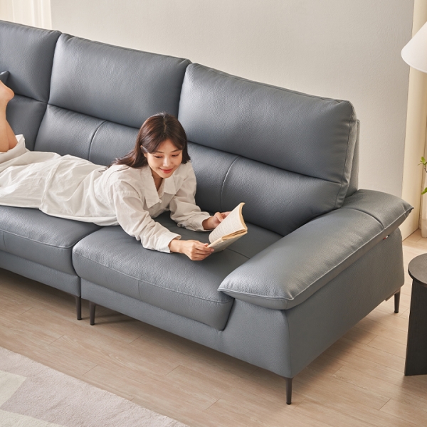 ●한정특가●노이드 이태리 천연면피 통가죽 4인용 소파(스툴제외/포함)