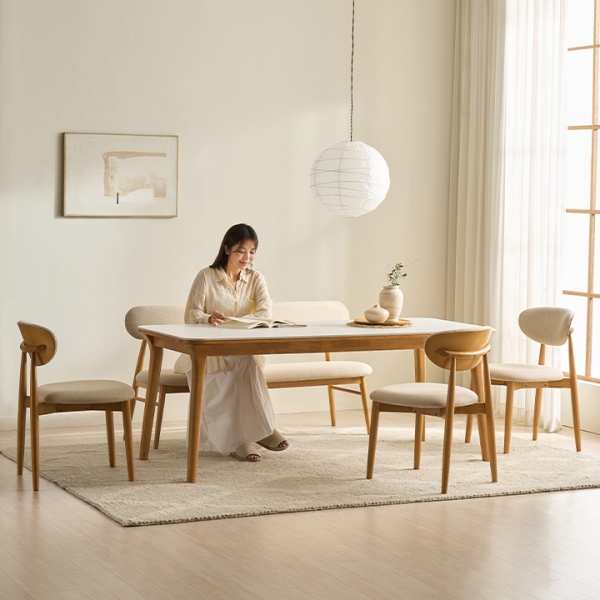 ★3월슈퍼딜★나폴리 포세린 세라믹 원목 식탁 테이블(2/4/6인용)