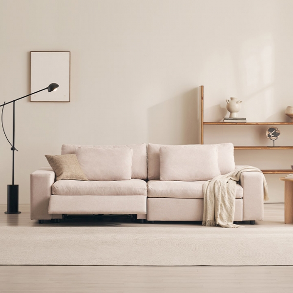 ●한정특가●누브 구스 기능성 패브릭 3/4인용 전동 리클라이너 소파(양방향)