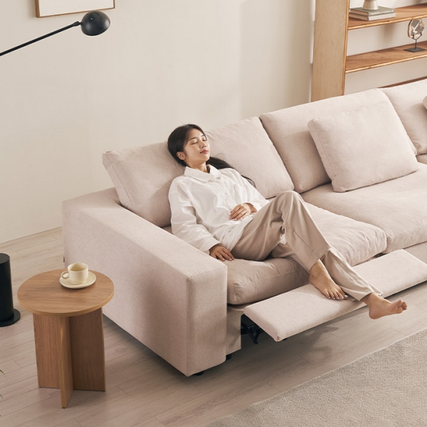 ●한정특가●누브 구스 기능성 패브릭 3/4인용 전동 리클라이너 소파(양방향)