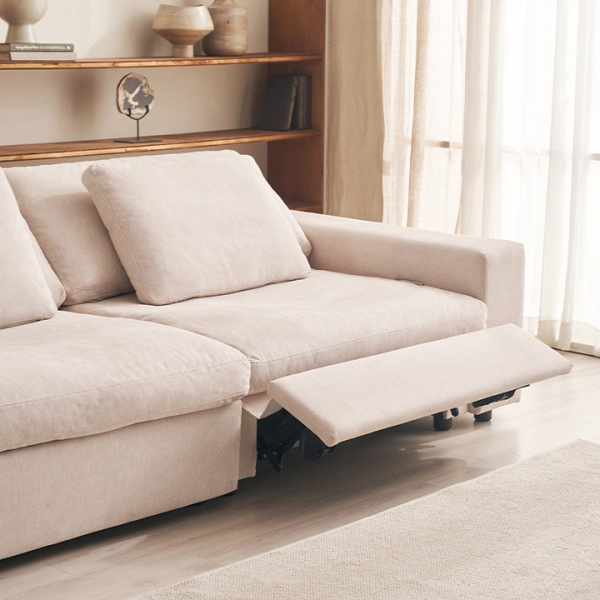 ●한정특가●누브 구스 기능성 패브릭 3/4인용 전동 리클라이너 소파(양방향)