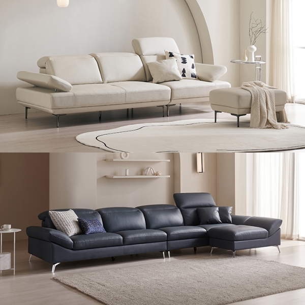 헤드틸팅 천연면피 소가죽 3/4/6인용 소파